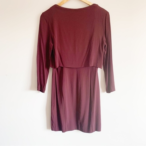 THE Kooples Crepe Viscose Shift Dress in Wine Color Size L - Picture 3 of 16